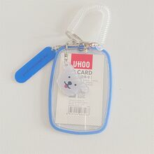 可愛小狗藍色的橢圓形徽章夾鑰匙圈照片保護套 - 藍色 - 查看 5