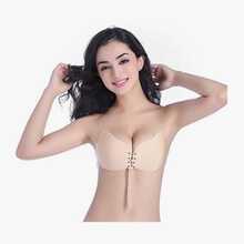 BRASIER INVISIBLE ADHESIVO MARIPOSA BEIGE Sujetadores de uso diario, plumas invisibles, invisibles, con cordón interior, inalámbrico, de silicona, vestido de novia - A - Ver 6