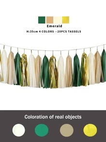 Bộ 20 vòng hoa tua rua giấy nhiều màu DIY, quà tặng cho tiệc kỷ niệm sinh nhật, trang trí đám cưới thủ công - màu xanh lá - Xem 2
