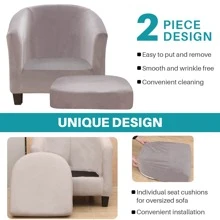 2Pcs/Set Tub Chair Covers Pub Club Sofa Armchair Cover Accent Chair Slipcover Club Chair Slipcover For Living Room Armchair Protector - 淺灰色 - 查看 6