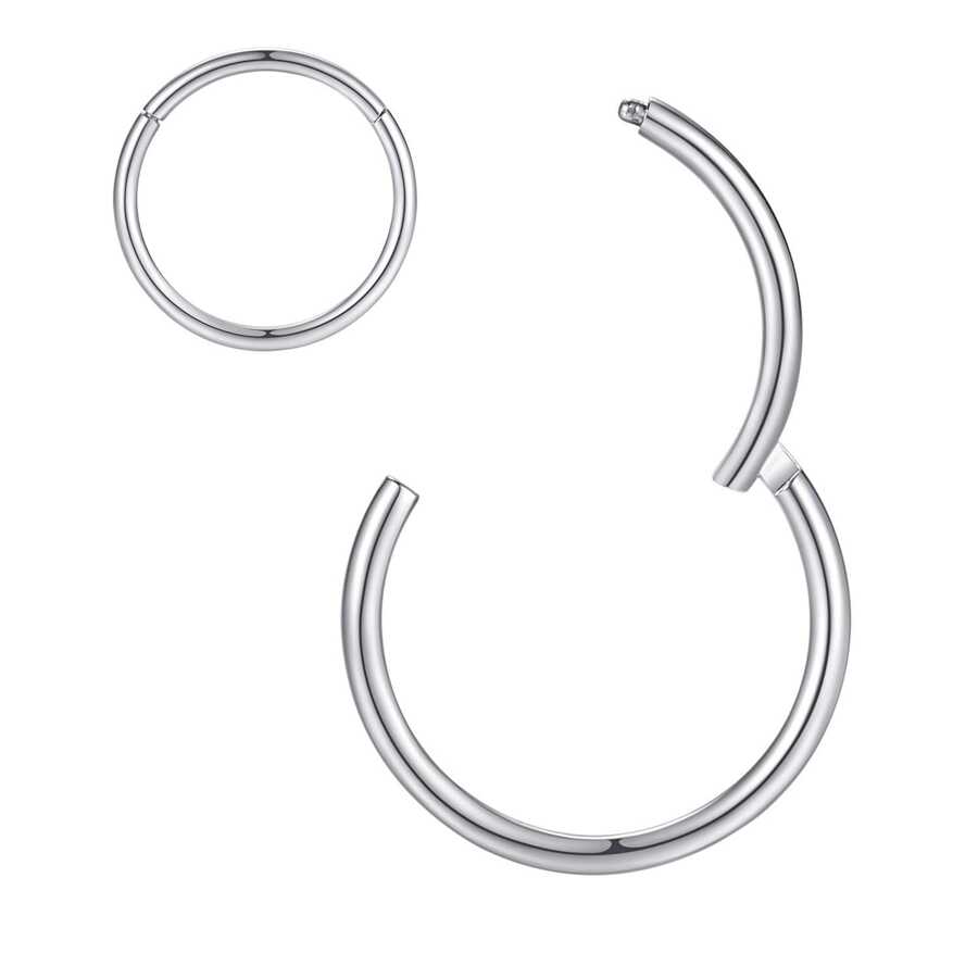 ADYJELY 316l外科鋼合金轉軸鼻環16g 1.2mm,軟骨環rook耳環tragus隔膜穿鼻環conch Daith Helix穿孔珠寶軟骨環女士男士適用,直徑6mm至10mm,金色,玫瑰金色,銀色-黑色彩虹 - Silver - 查看 1