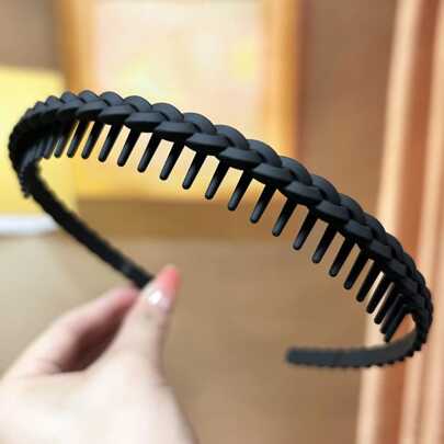 1pc Women's New Fashion Hairband With Teeth & Non-Slip Design For Washing Face, Daily Use Casual,Hairband,Hair Hoop,Hair Accessories ,Zig Zag Headband Headbands, Black