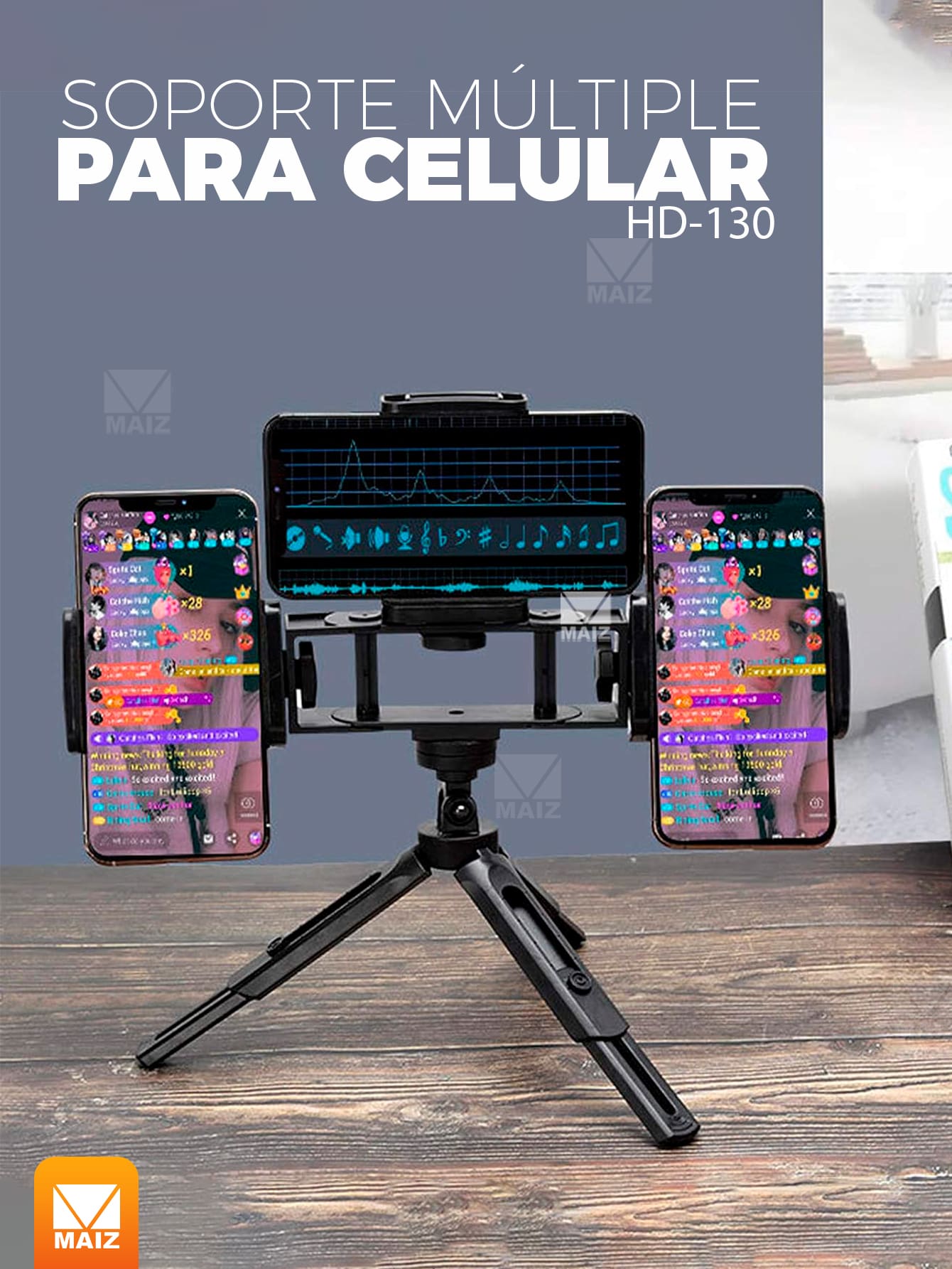 Soporte Multi Clip 360° Para Celular - Negro - Ver 1