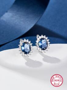 一對典雅方塊氧化藍耳環,適合女性日常或派對飾品