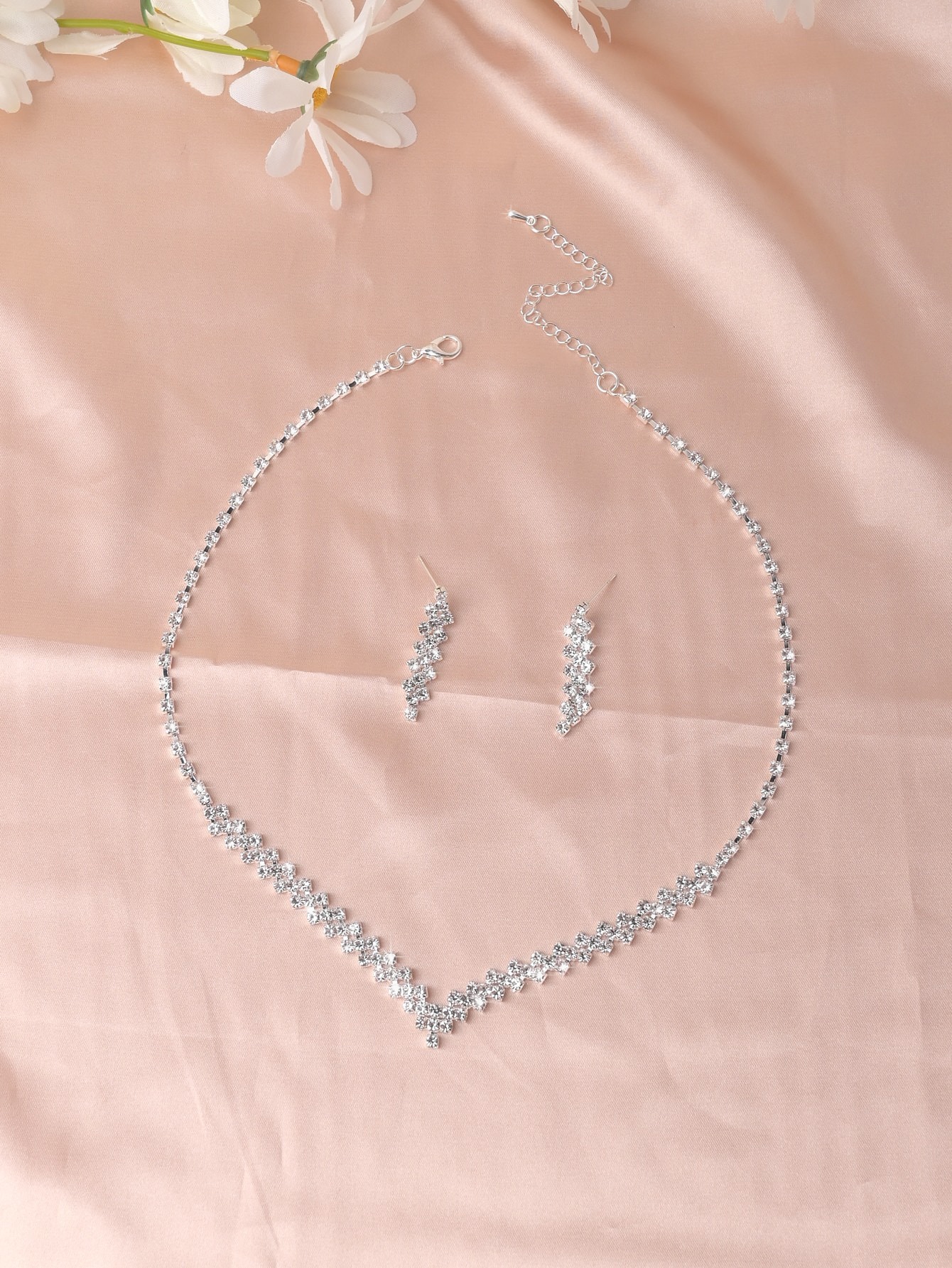Rhinestone necklace and earrings set
