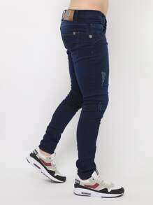 Men Jeans - 深色水洗藍 - 查看 3