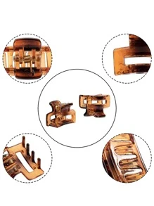 5入組簡約實色高光澤矩形小髮夾，適用於稀疏短髮、休閒造型 - 彩色 - 查看 4