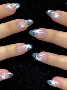 1 Sheet Stars Pattern Nail Art Sticker For DIY Nail Decorations Nail Stickers - White - View 3