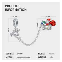 1入組時尚方晶鋯石安全鏈條釘珠-聖誕老人,雪花,幸運禮品,手套短襪,腳印設計,S925純銀DIY吊墜安全鏈條釘珠適用於女士日常穿著,媽媽,女孩,女朋友生日禮物,聖誕