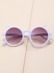 1 set de gafas de ojo de gato para niños de moda, gafas de moda minimalistas para fiestas, uso diario y viajes al aire libre, adecuadas para el verano - Blanco - Ver 1