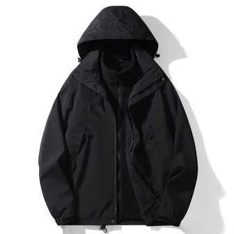 女士户外三合一连帽软壳外套，带保暖内衬，轻便舒适，适合户外徒步、远足、冬季、滑雪等活动。