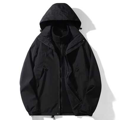 女士户外三合一连帽软壳外套，带保暖内衬，轻便舒适，适合户外徒步、远足、冬季、滑雪等活动。