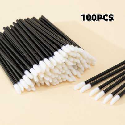 100支一次性唇刷，空心棒状唇刷，唇部磨砂刷，化妆刷/美容刷，唇彩涂抹器，唇膏唇彩棒，适用于睫毛膏、眼影、口红，赠品