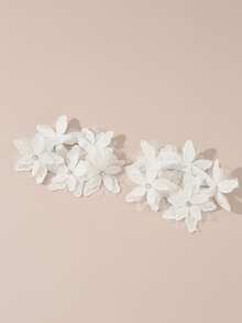 2pcs Girls' White Flower & Rhinestone Decor Hair Ties For Daily Decoration - White - View 2