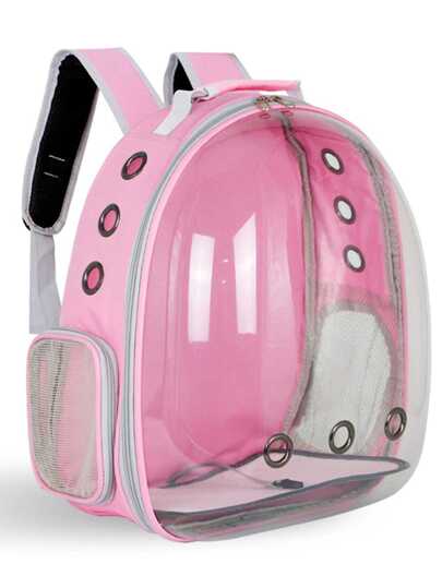 1pc Pet Backpack, Suitable For Cats And Small Dogs, Breathable Transparent Capsule Style Outdoor Carrier, Cat Carrier