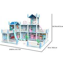 9 Room Doll House For Girls, Playset With 1 Dog, 2 Trees And 25 Furniture Accessories, Pretend Play Princess Toys House As Birthday & Christmas Gifts.(Random Accessory Colors) - Blue - View 4