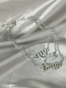 1個復古十二星座符號字母星座地圖合金吊墜,適用於腳鏈或腳部裝飾 - 銀色 - 查看 2