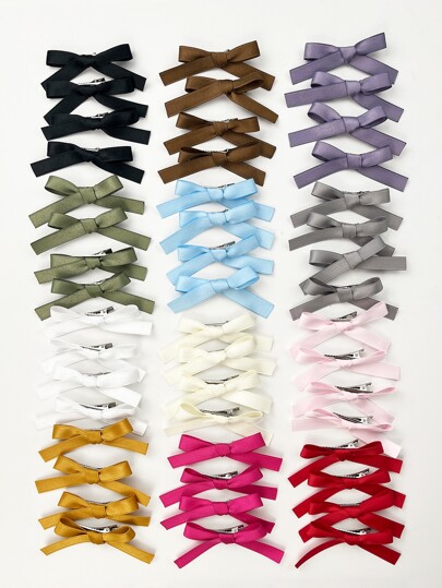 48 قطعة/مجموعة شريط فيونكة بسيط وأنيق للشعر للنساء، بألوان متنوعة، مناسب للاستخدام اليومي، إكسسوارات شعر، مشابك شعر، أشياء مدرسية، أنيقة، للكلية، ملابس شتوية للنساء، فيونكات