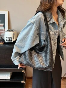 low tea 1 pezzo Borsa a tracolla da donna in PU di colore solido con chiusura magnetica, stile hobo, borsa a mano in pelle vegana per viaggio, shopping, appuntamenti, regalo, lavoro, affari, pendolarismo