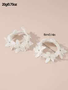 2pcs Girls' White Flower & Rhinestone Decor Hair Ties For Daily Decoration - White - View 7