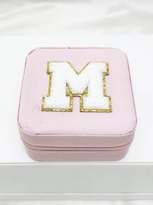 1入時尚個性化旅行珠寶盒，防水且便攜，粉色，帶有初始儲存，生日禮物，母親節禮物，畢業禮物，伴娘禮物 - 粉色 - 查看 25