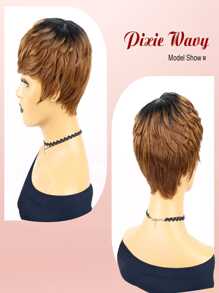 Elf Ngắn Nâu Quăn Đầu Che phủ , Chế tạo Của 6" Mềm mại Chống nóng Sợi tổng hợp Chất xơ , Dễ Đến Quan tâm Sau Mặc - màu nâu - Xem 4