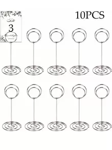 10 件套婚礼桌号夹、卡片和照片夹、创意礼物、节日配件、生日派对用品、艺术工艺装饰礼品、精美家居装饰、派对回礼 - 銀色 - 查看 3