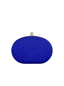 Dedoo 新款椭圆形晚宴包，包身镶嵌闪耀水钻，呈类似向日葵的图案分布，搭配金色链条。可手拿、单肩或斜挎，轻奢风格，适合搭配派对、婚礼等正式晚宴场合的正式晚礼服。 - 藍色 - 查看 6