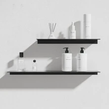 1个防锈铝合金浴室置物架，适用于卫生间和洗手间，黑色，浴室收纳，浴室配件，浴室工具，浴室用品 - 黑色 - 查看 2