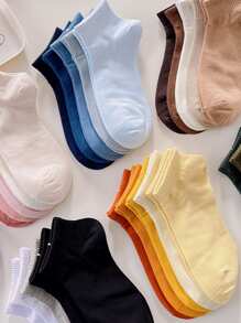 6pairs Women's Random Color Simplistic Solid Low Cut Socks For Casual Wear