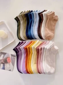 6pairs Women's Random Color Simplistic Solid Low Cut Socks For Casual Wear