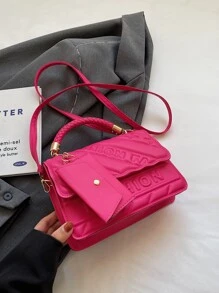 Women's Fashionable Casual Waterproof Shoulder Bag/ Crossbody Bag/ Handbag - Hot Pink - View 7