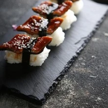 1pc Slate Plate For Dessert, Sushi, Western Black Stone Plate For Meat, Japanese Bbq Steak Plate - Black - View 7