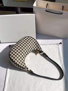 1 pieza Bolso con patrón de pata de gallo de moda axila - Blanco y Negro - Ver 4