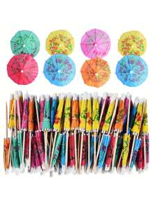 50pcs Cocktail Umbrella Picks, Tropical Color Party Toothpicks, Party Decoration Supplies, Home Decoration, Room Decoration, Summer Party Decoration, Hawaii Themed Party,Christmas - Multicolor - View 1