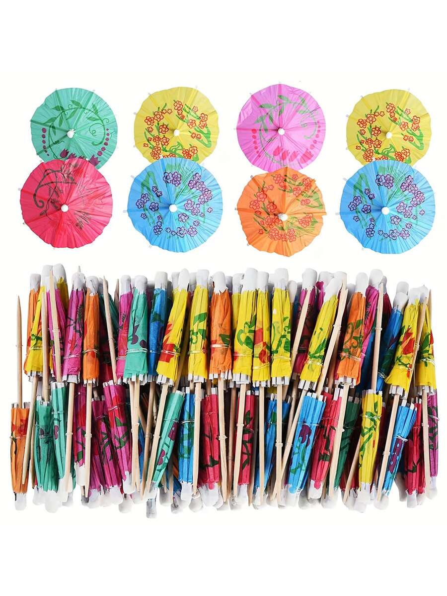 50pcs Cocktail Umbrella Picks, Tropical Color Party Toothpicks, Party Decoration Supplies, Home Decoration, Room Decoration, Summer Party Decoration, Hawaii Themed Party,Christmas - Multicolor - View 1