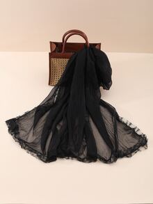 1pc Women's Lace Scarf - Black - View 2