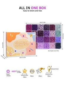 粘土珠子帶字母珠子和平底聚合物珠子珠寶製作套件帶和彈性細繩女性工藝和禮物 - 彩色 - 查看 3