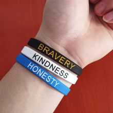 5入組男士流行矽膠手環,英文啟發和信仰字母款 - 彩色 - 查看 4