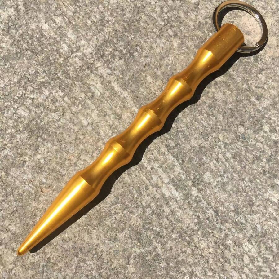 1 Pieza Llavero De Defensa Personal Popular En Europa Y América, Bastón Antisecuestro Con Forma De Bolígrafo De Punta Para Exteriores, Equipo De Defensa Personal Para Deportes Al Aire Libre Para Hombres Y Mujeres - Dorado - Ver 1