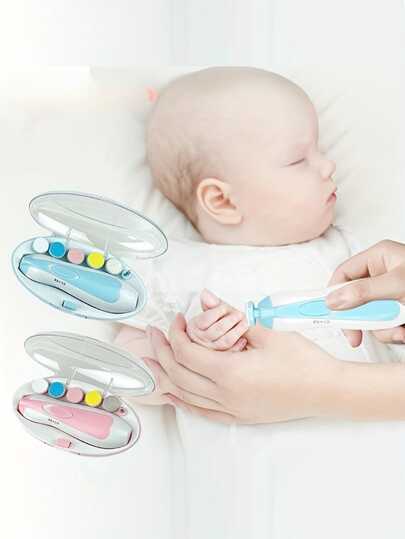 Juego de cortaúñas eléctrico para bebé - Lima/Cortaúñas con luz LED, motor silencioso, velocidad ajustable, cabezales de repuesto, apto para recién nacidos, bebés y cuidado de uñas de dedos y pies de adultos, baterías no incluidas