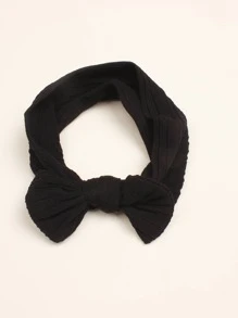 1pc Infant Black Nylon Headband With Bow For Baby Girl, Cute Accessory Love Valentine