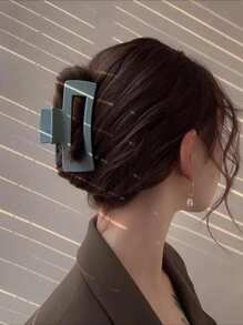 1pc Lady's Light Blue Rectangular Shaped Fashionable Hair Claw, Suitable For Everyday Use - Baby Blue - View 1