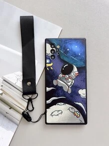 1 pieza Funda de teléfono con patrón de astronauta y cuerda colgante, anti-golpes compatible con iPhone15/15Plus/15Pro/15Promax, versión internacional, no la versión nacional - Multicolor - Ver 2