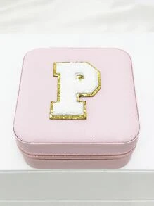 1入時尚個性化旅行珠寶盒，防水且便攜，粉色，帶有初始儲存，生日禮物，母親節禮物，畢業禮物，伴娘禮物 - 粉色 - 查看 17