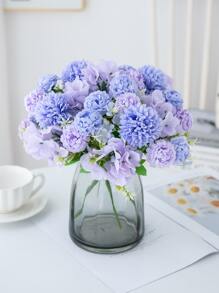 1/3 Pcs Artificial Flowers, Chrysanthemum, Hydrangea Bouquet, Carnation, Mixed Flowers, Home Decor, Restaurant, Bedroom, Floral Arrangement, Wedding, Bridal Bouquet, Wrist Corsage, Boutonniere, DIY Wreath Materials, Birthday Party Decor, Valentine's Day & New Year Gift, Graduation Gift, Autumn Decor - Violet Purple - View 3
