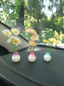 3入組雛菊花瓶車內裝飾品 - 彩色 - 查看 2