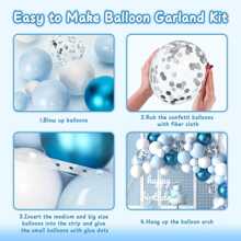 118pcs Blue Balloons Flower Garland Arch Kit, Blue White Silver Multicolor Confetti Balloons Arch For Shower, Birthday, Ocean Theme, Bachelorette Party Decoration,Christmas