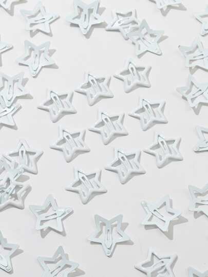 Street 10 件装女士白色星形时尚基本款发夹适合日常使用雪花