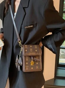 Mini Retro Print Phone Bag, Casual Shoulder/Crossbody Bag - Multicolor - View 6